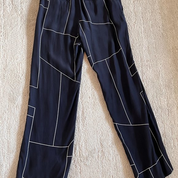 Theory Mitrana Silk Geometric Pants - Trousers - Size 4 - Picture 4 of 13